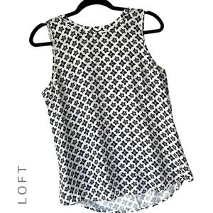 LOFT NWOT SLEEVELESS TIE BACK NAVY BLUE & WHITE TOP BLOUSE | SIZE: SMALL